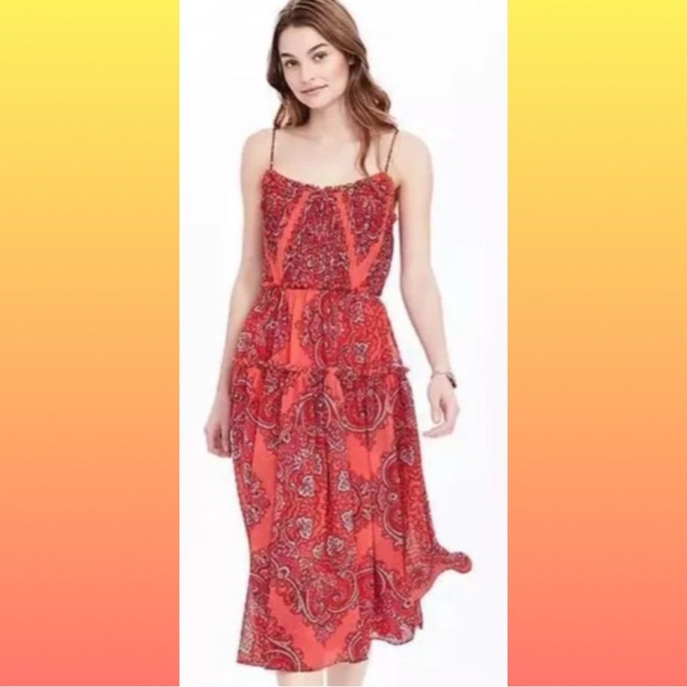 Banana Republic Red and Black Sleeveless Sundress